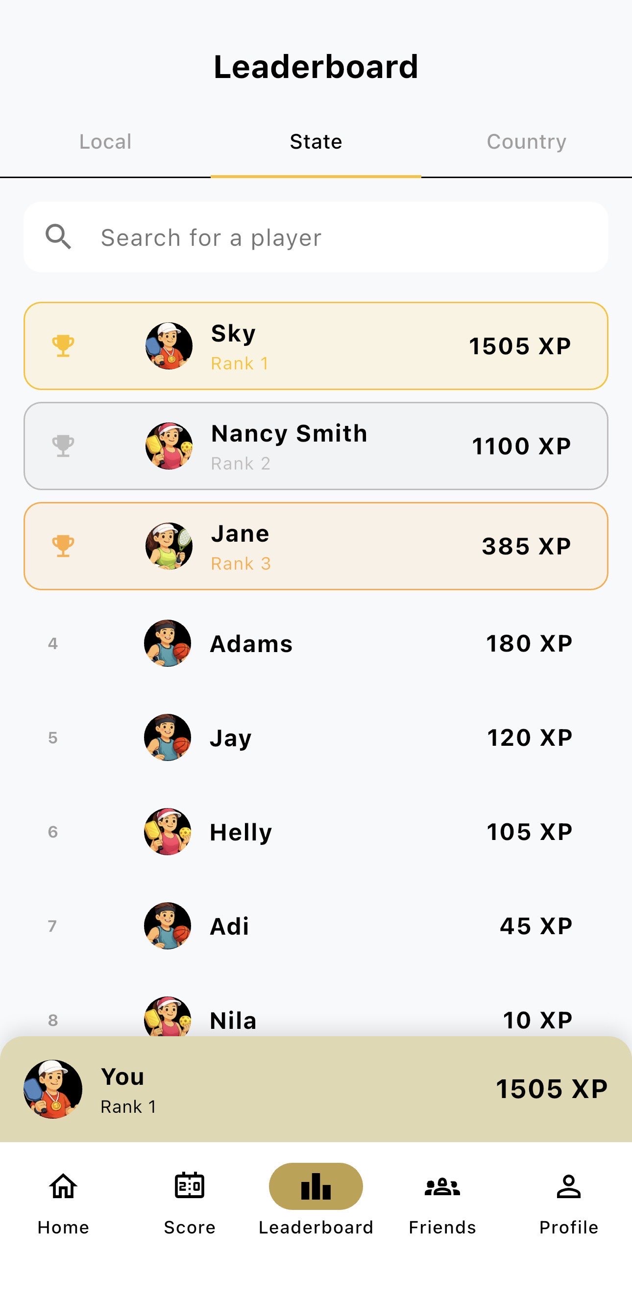 DarkHorseIQ leaderboard showing player rankings and XP